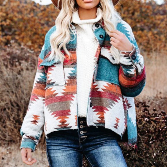 La Miel Jackets & Blazers - Zion Distressed Button Down Shacket - Rust - Small